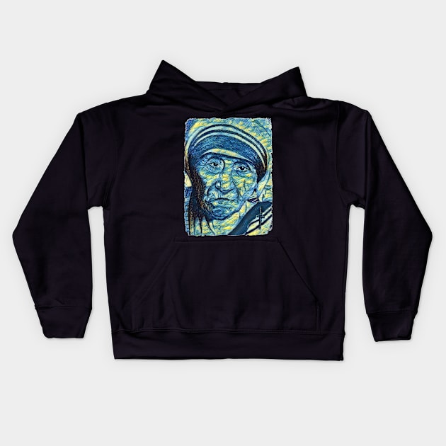 Mother Teresa Van Gogh Style Kids Hoodie by todos